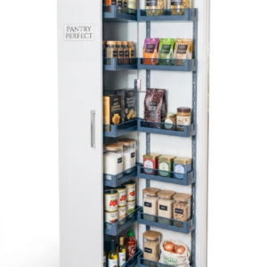 PANTARY UNIT FOR KITCHEN, GLASS AND GRAY, WITH 6 SELF AND , 4 LAYER, SOFT CLOSE