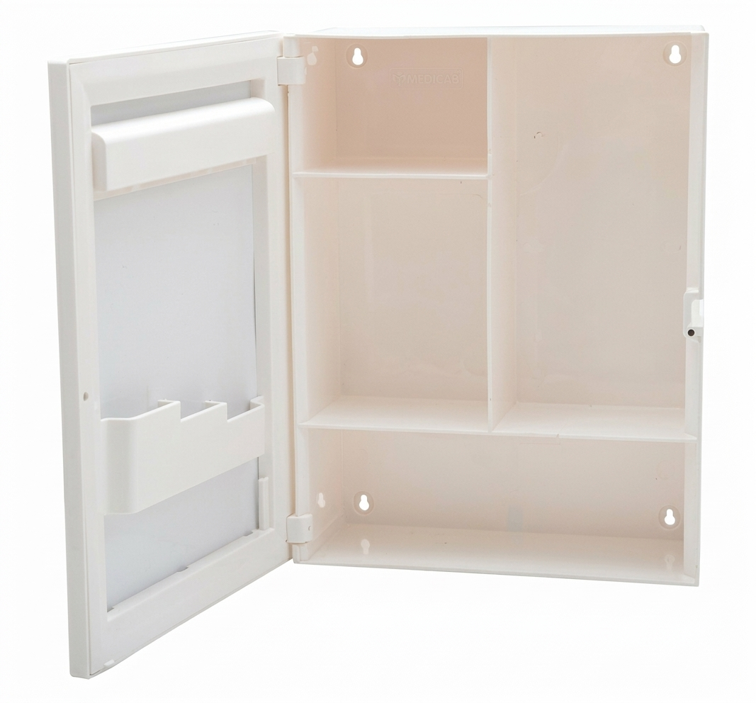 Rectangle White Medicine Cabinet UNBREAKABLE EASY MOUNT WHITE COLOR (15 X 18 MIRROR) - Image 4