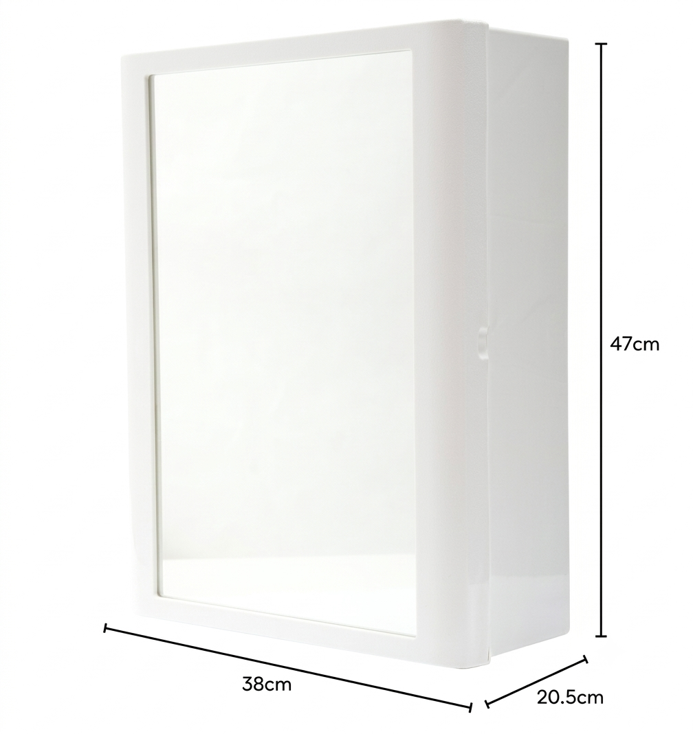 Rectangle White Medicine Cabinet UNBREAKABLE EASY MOUNT WHITE COLOR (15 X 18 MIRROR) - Image 2