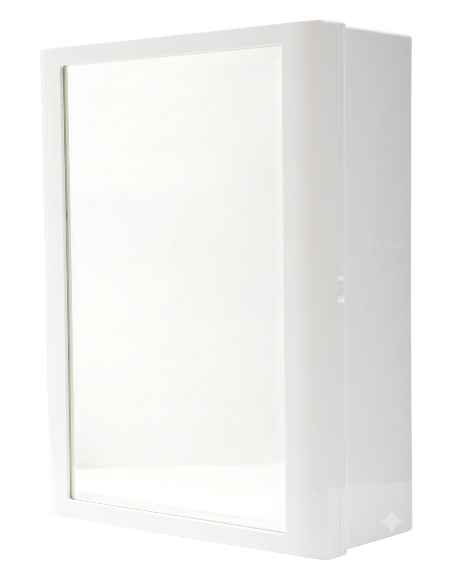 Rectangle White Medicine Cabinet UNBREAKABLE EASY MOUNT WHITE COLOR (15 X 18 MIRROR) - Image 3