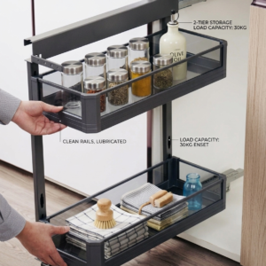 BOTTOL PULLOUT SOFT CLOSE(TOUGHNED GLASS) FOR KITCHEN ACCESSORIES