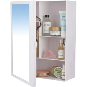 Rectangle White Medicine Cabinet UNBREAKABLE EASY MOUNT WHITE COLOR (15 X 18 MIRROR)